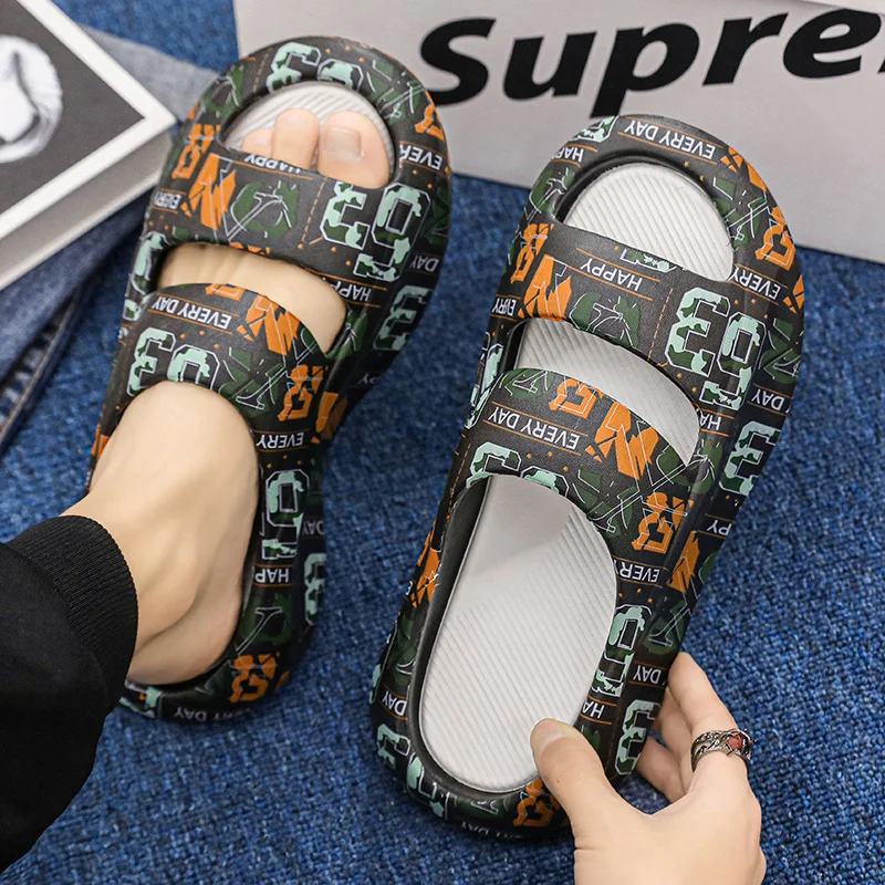 Slippers Men\'s Thick Platform Bathroom Home Slippers Women Soft Sole EVA Indoor Slides Woman Sandals Summer Non-slip Flip Flops