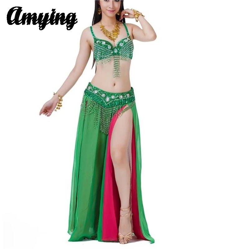 Women Belly Dance Costumes Belly Dance High-end Stage Performance Costume Set Ladies Dance Practice Clothes Bra+Blet+Skirt Set