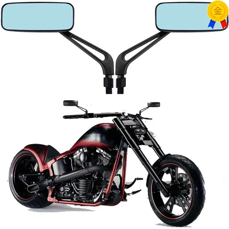 

Motorcycle Handlebar Rear View Mirrors Rectangle Black Square Smoke Blue Glass 8mm/10mm Universal Side Mirror Mobike Accessories