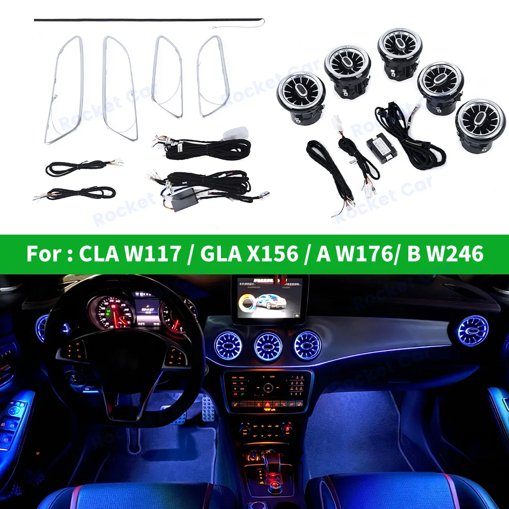 

12/256 Color New Vent LED Ambient Light For Mercedes Benz A/B/CLA/GLA AMG Class W117 W176 W156 W246 Hourglass Treble Decorative