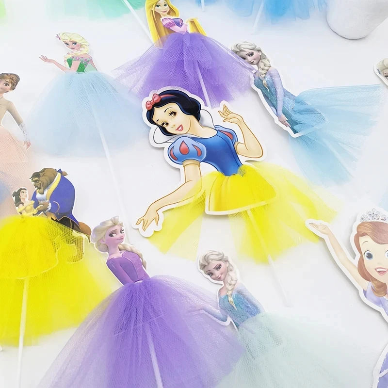 Disney Princess Cake Toppers decorazione per feste di compleanno Baby ShowerKids Girls Favorite Cupcake Toppers Flag Weddin Supplies Party