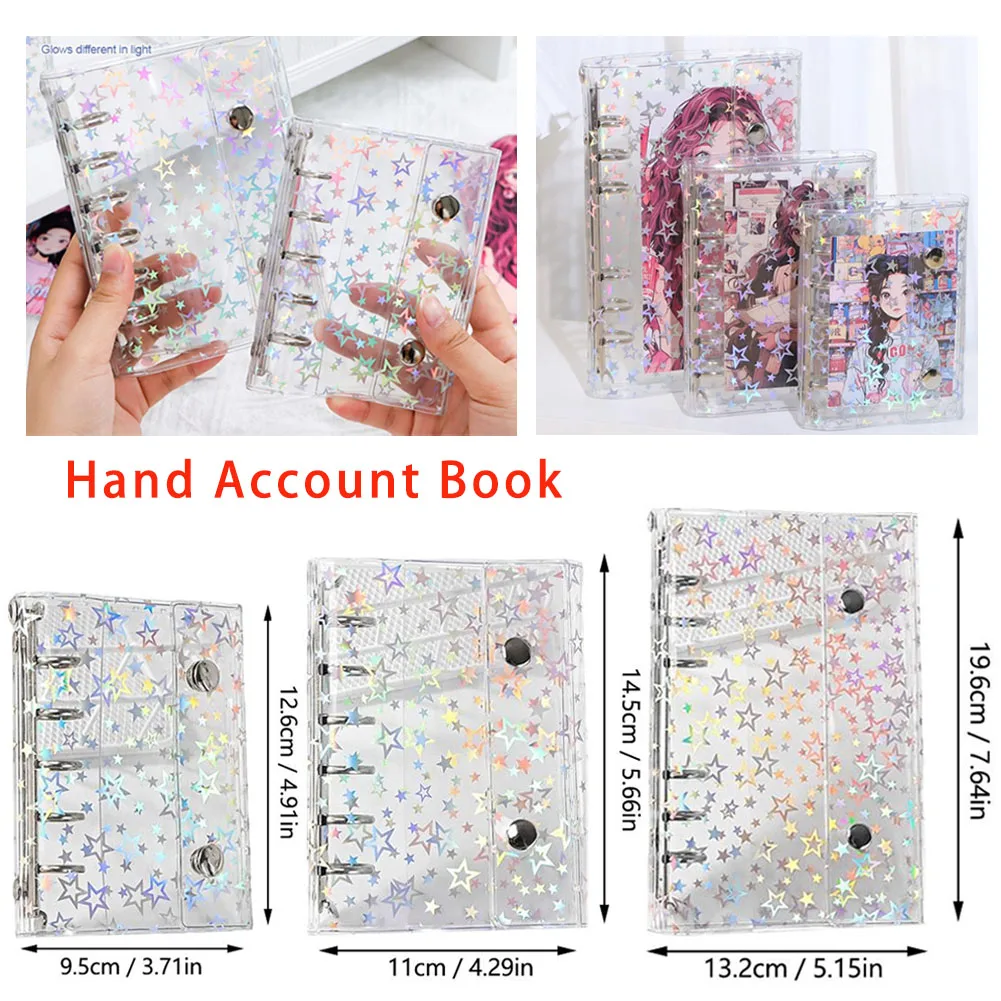 Glitter Stationery Binder Notebook M5 A6 A7 Size Pocket Notepads DIY Postcards Collect Portable Hand Account Book