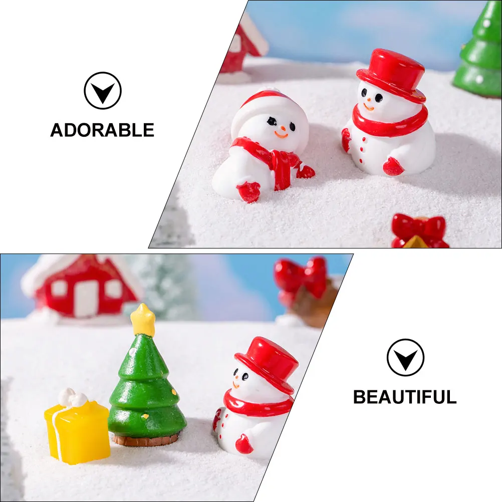 

9 Pcs Christmas Statues Resin Santa Snowman Decor Miniature Scene Xmas naments Indoor Outdoor Holiday Supplies Tiny