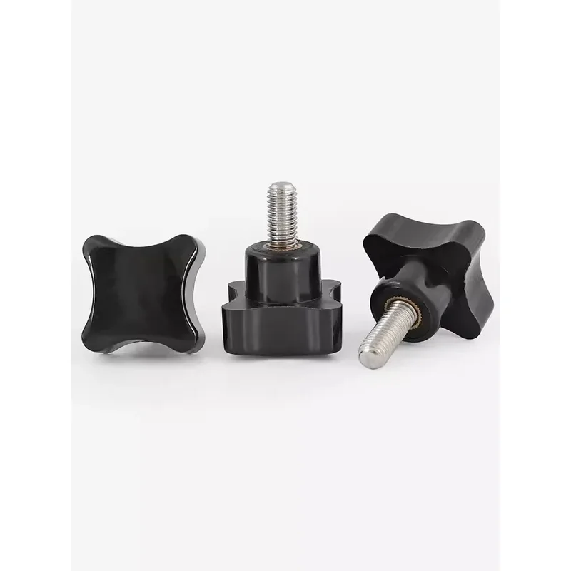 M10 M12 304 Stainless Steel Four Star Head Thumb Screws / Cross Bakelite Hand Knob Bolts 40mm 50mm Head Diameter