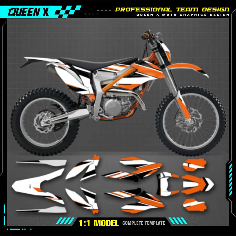 

QUEEN X MOTO Мотокросс Графический фон Наклейки для KTM Freeride 2012-2017 2018-2021 Номер имени на заказ