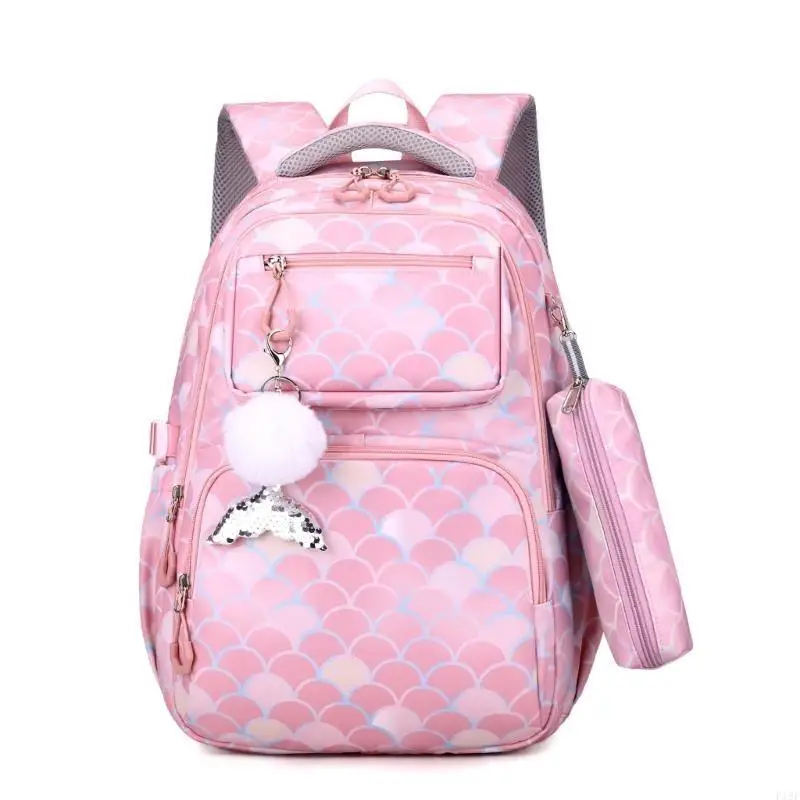 

F19F Trendy Printed School Bag Set for Backpack Portable Lunch Bag and Pencil Case