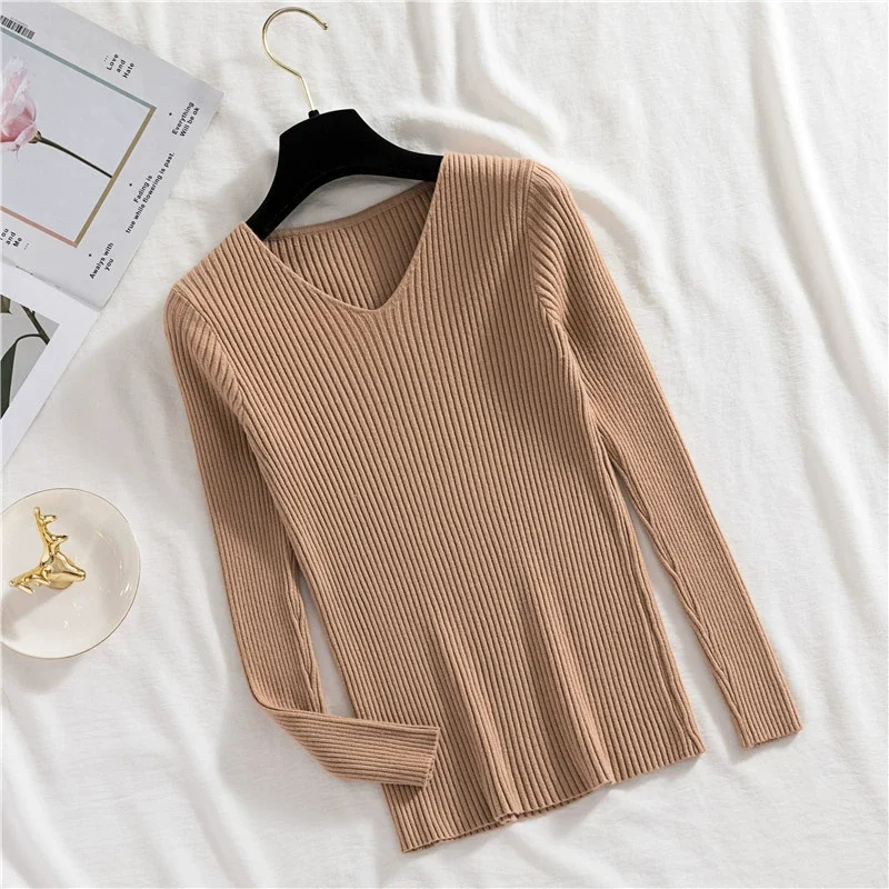 Autumn Winter Women Sweaters Casual Long Sleeve Knitted Pullover Sweater Femme Basic Solid Jersey Tops Fashion Clothes 2024