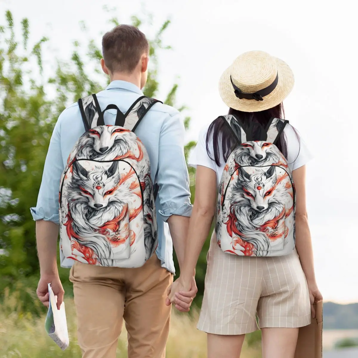 

Japanese Okami Wolf Student Backpack School Bag Hiking Travel Daypack for Men Women Bookbag Shoulder Bags