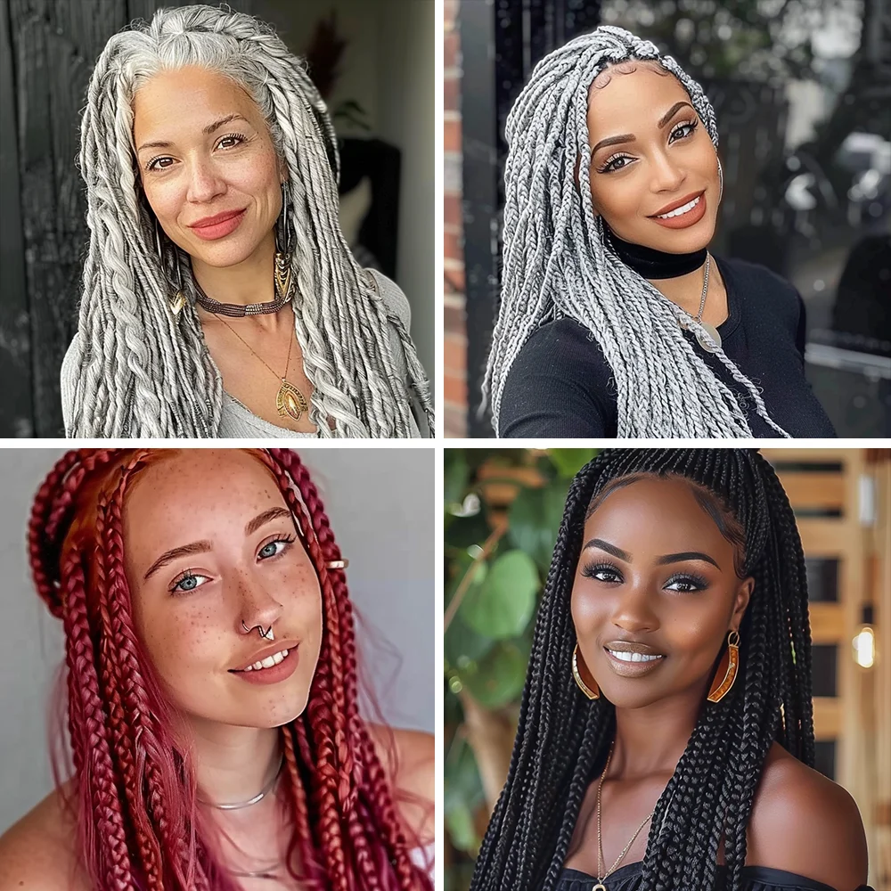 Extensões brasileiras de cabelo de lã para mulheres, cabelo sintético africano Yaki, torção senegalesa, faux locs, trança jumbo, 70g por pc