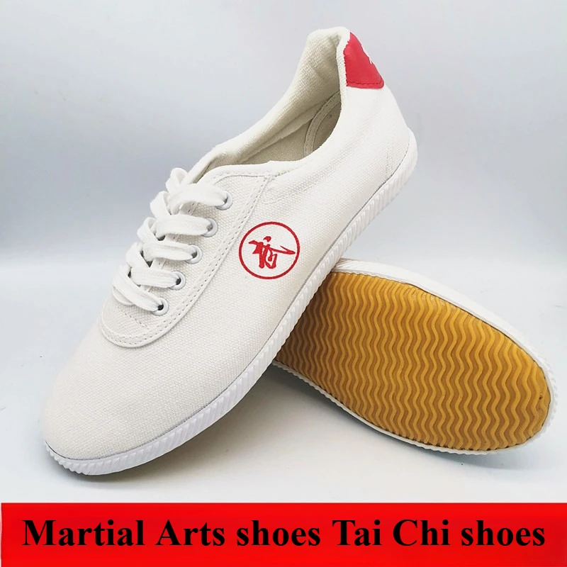 Men's Shoes Soft Sole Tai Chi Shoes Canvas Lace Up Taekwondo Training Shoe Non Slip Durable Rubber Sole Men Martial Arts Shoes