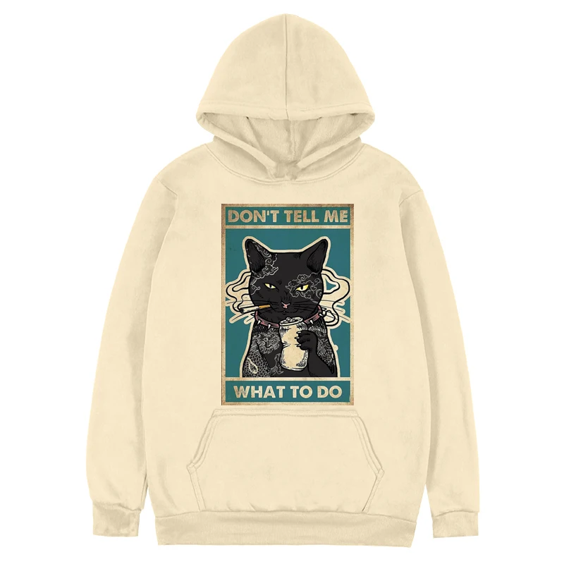 

Japanese Genki Cat Don't Tell Me What To Do Hoodies Japanese Anime Manga Cartoon Long Sleeve Graphic Streetwear