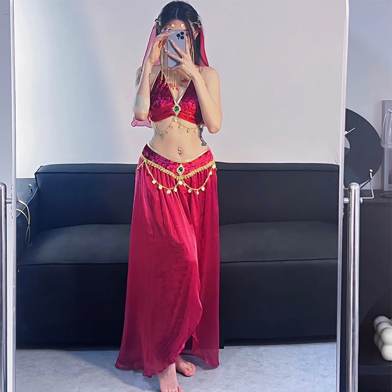 Traje sexy de princesa de Halloween Ropa de niña de danza árabe Sabor oriental Tujia occidental Étnico Sle Material de poliéster Etapa...