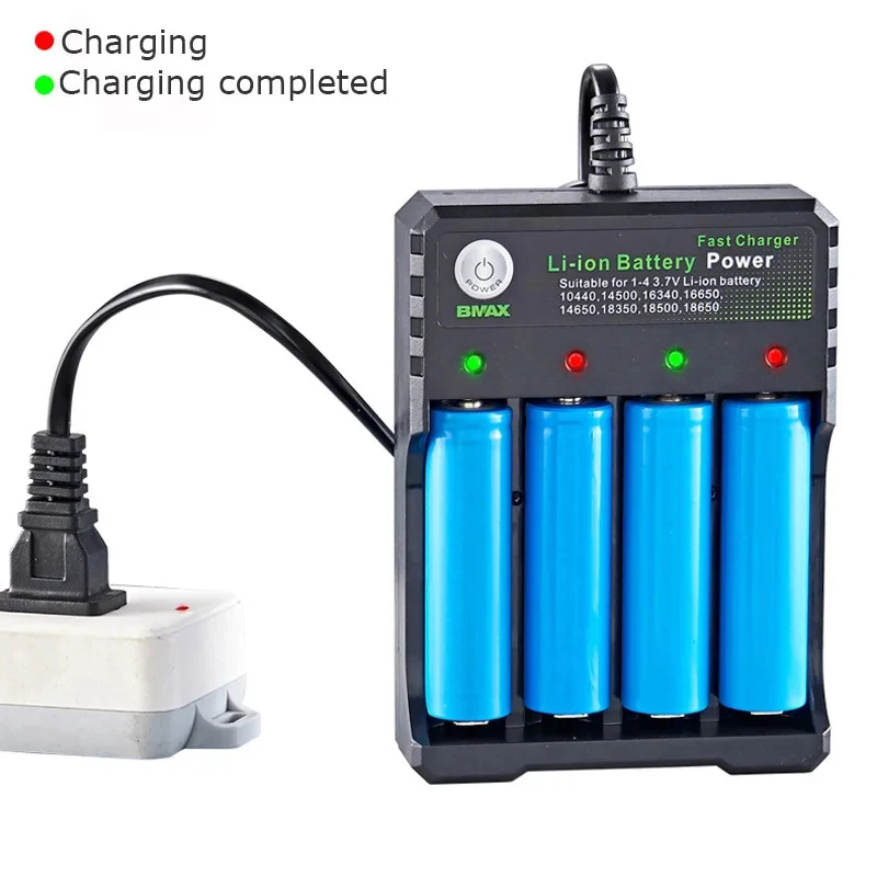 充電式リチウム電池充電器,2スロット,4スロット,110V, 220V,18650 V,デュアル3.7充電,v,4ポート