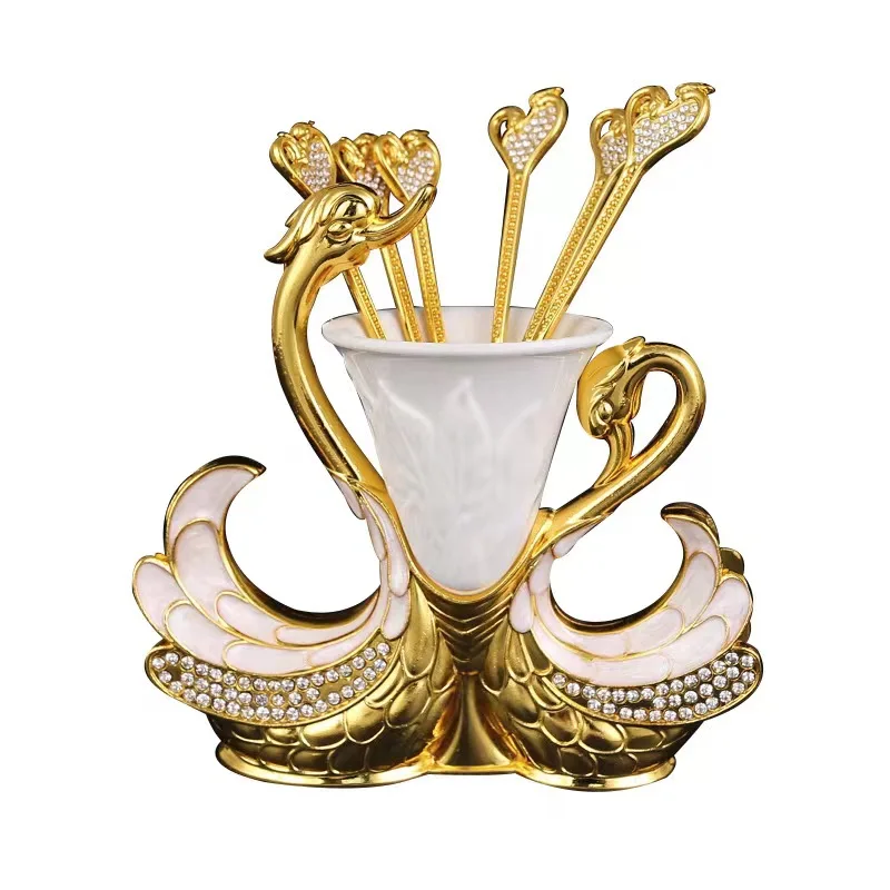 

New Creative Swan Base, Metal Fruit Fork, Moon Cake Fork, Dessert Spoon, Household Tableware Storage and Placing Bracket