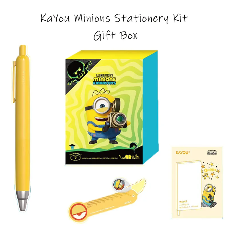 KAYOU Minions Gift Box Encounter Stationery Set - Cute School Supplies Christmas Birthday Gift for Kids