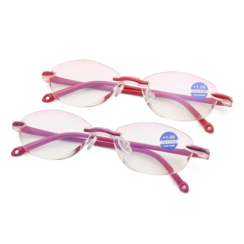 Hight Quality Anti Blue Light Reading Glasses Women Rimless Presbyopia Memory Hyperopia Frameless Magnifier Eyewear