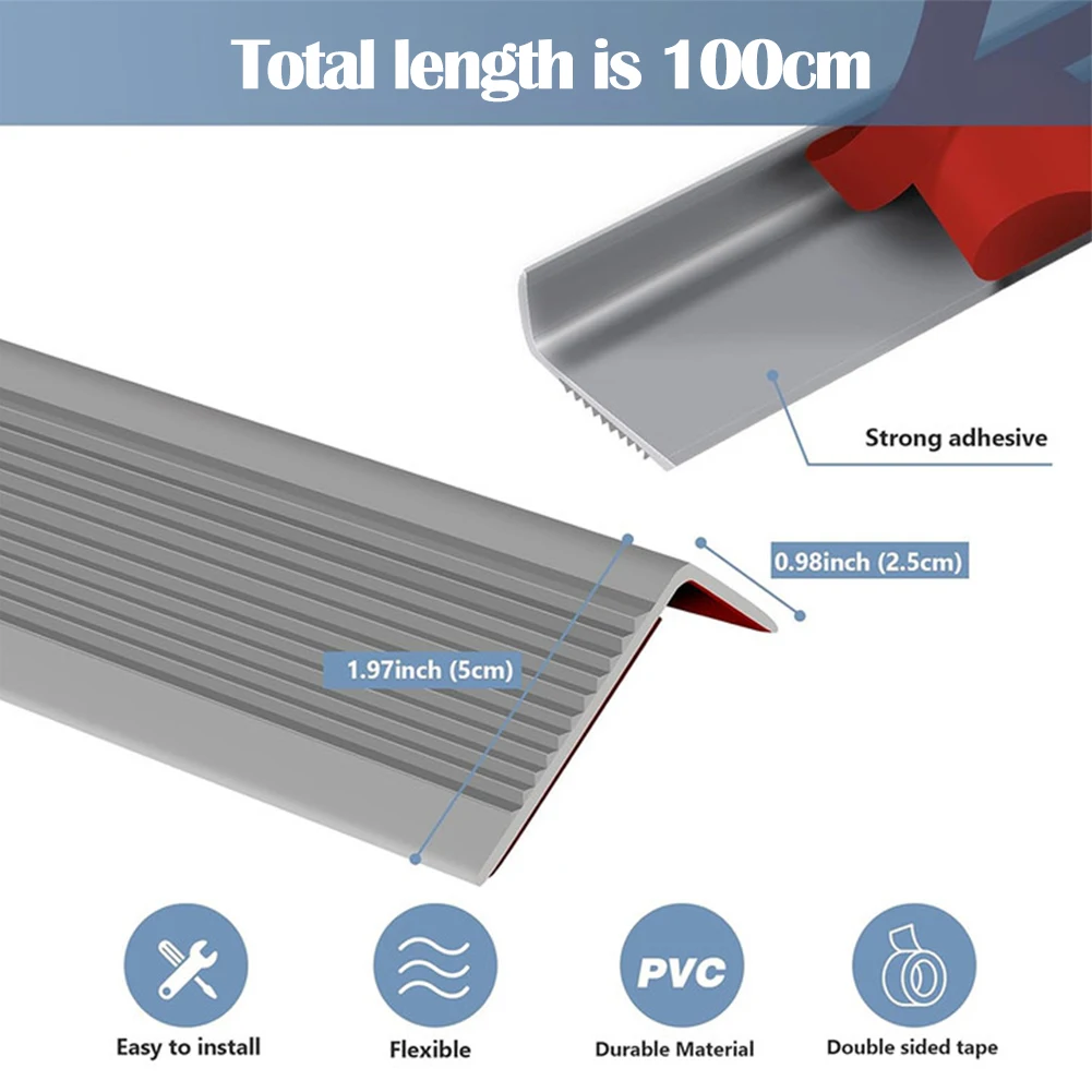 3M Self-Adhesive PVC Stair Anti-Slip Strip | 1 Roll Stair Edge Protector, Waterproof, Wear-Resistant for Indoor & Outdoor Steps
