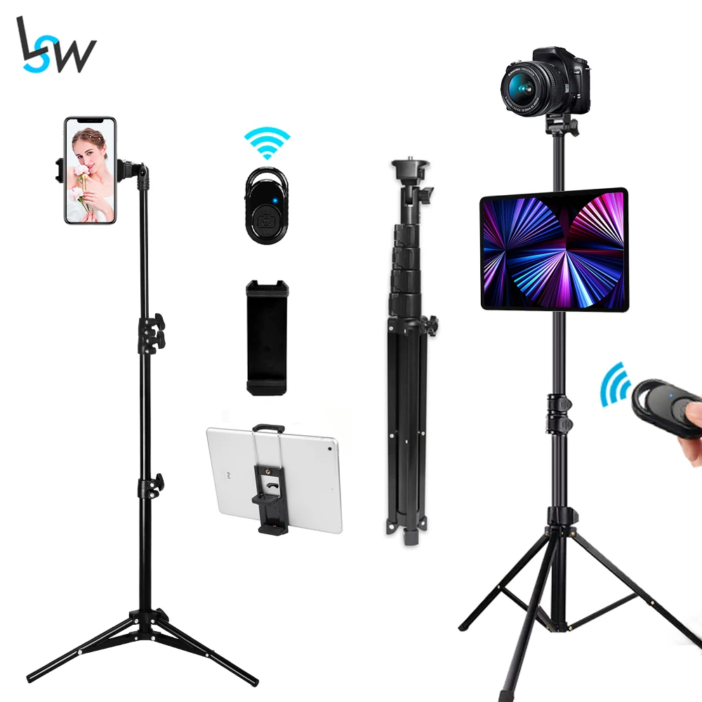 Selfie Stick Tripod Mobile Phone Stand with Bluetooth Remote 1/4 Screw for iPhone iPad Tablet Camera Ring Lamp