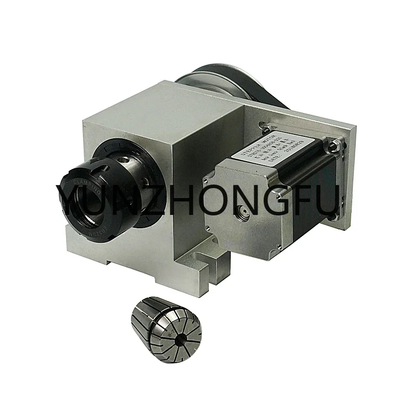 4th axis harmonic drive reducer Rotary axis A aixs with ER32 Collet chuck for cnc router cnc milling machine