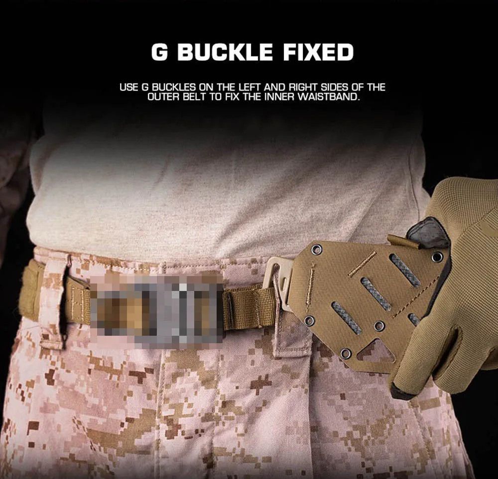 Taktischer Gürtel 2-in-1 mit Schnellverschluss-Metallschnalle für Outdoor-Jagd, Schießtraining, Airsoft, Kampfgürtel mit MOLLE-Magazintasche – Detail 4