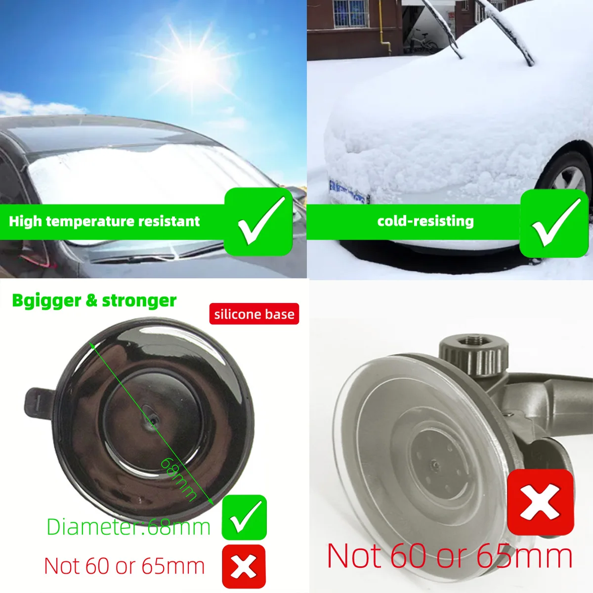 Car Windshield Suction Cup Mount Holder Bracket Stand for GPS DVR Camera 4 Claw Portable 360 Degree Rotation,Silicone Base