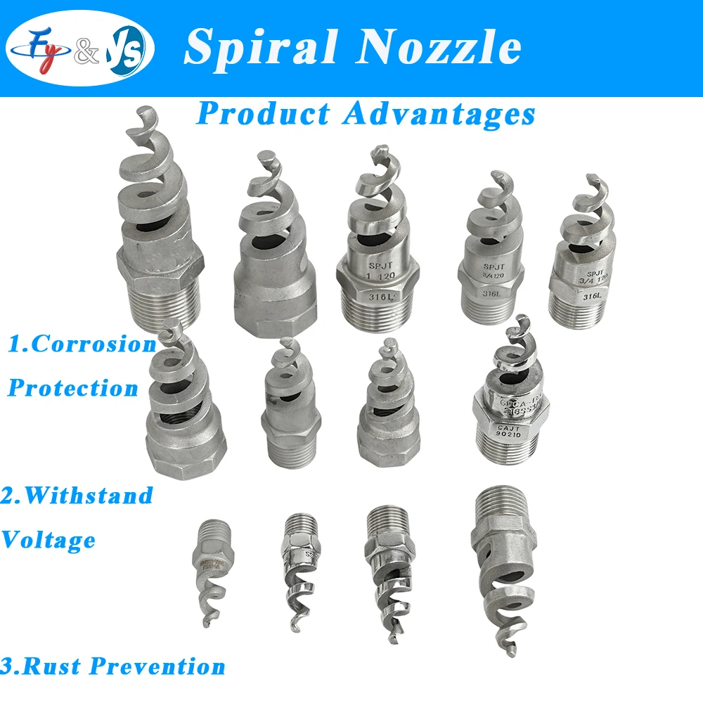 

Full Cone Spiral Nozzle Spiral Jet Nozzle Male/Female1/8"1/4 "3/8" 1/2 "3/4" 1 "to4"Cooling Tower Dust Collector Sprinkler Head