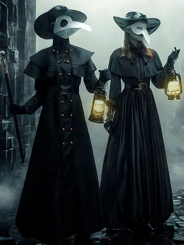 

loween Adult Medieval Stpunk Sle Plague Doctor Costume Bird Beak Crow Long Beak Mask Period Piece Medical Attire