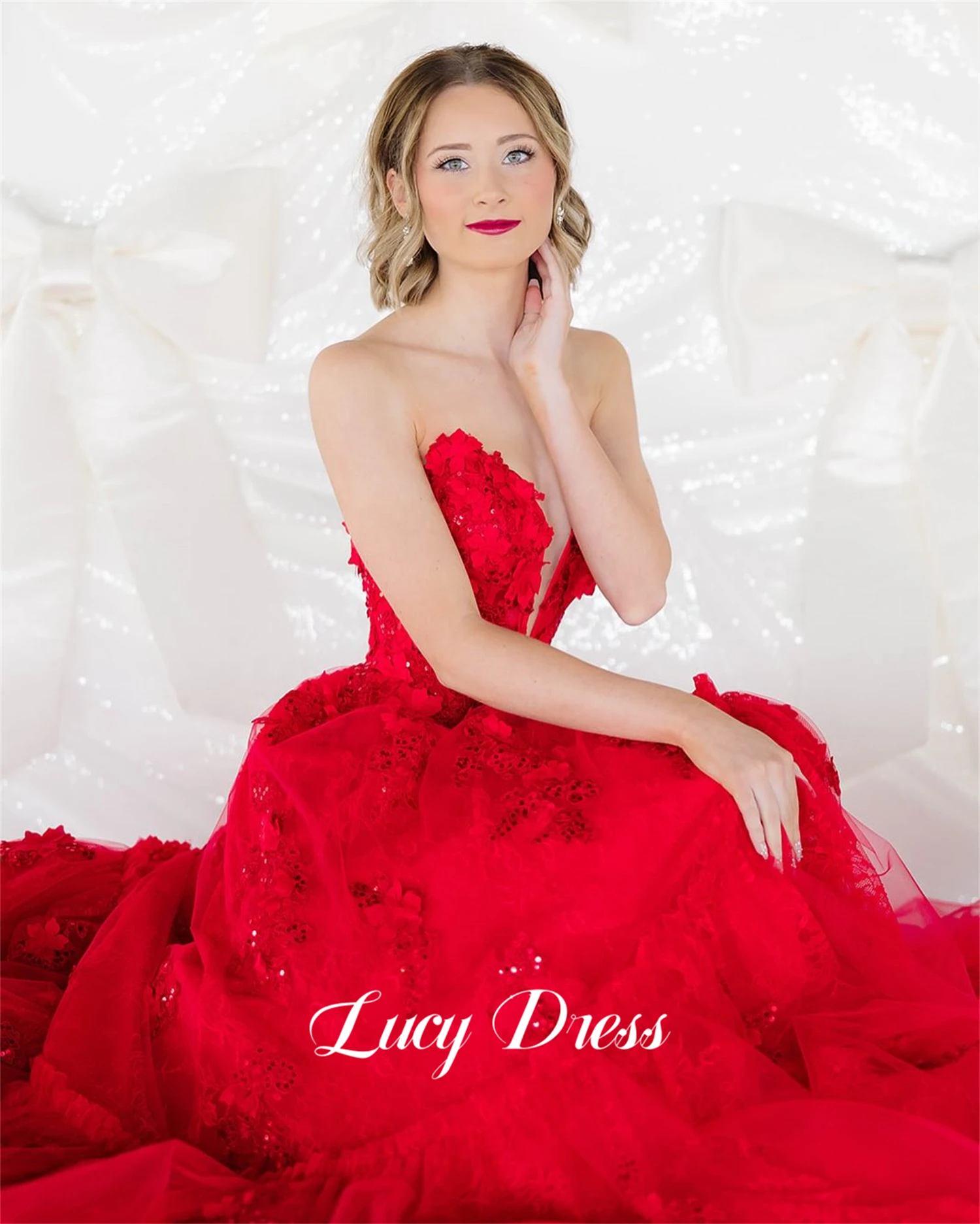 

Lucy Customized Evening Dress Luxurious Evening Dresses 2025 Party Dresses Woman 15 Year Old Quinceanera Dress Flower Decoration