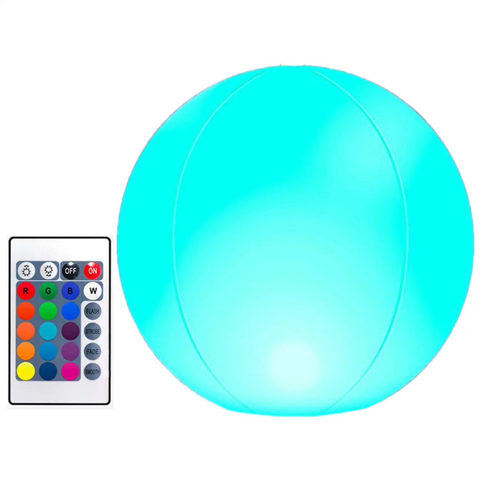 16 Color LED Beach Ball, 4 Adjustable Light Modes Inflatable Glow Ball, Flashing Swimming Pool Toy for Kids Adults Party