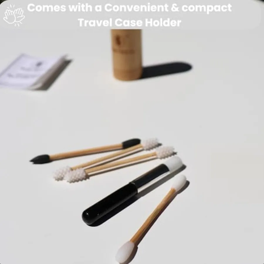 Kit tampone per orecchie e tamponi per trucco riutilizzabili in bambù qtip. 1 custodia con 4 tamponi di cotone riutilizzabili in silicone per orecchie Baby Beauty