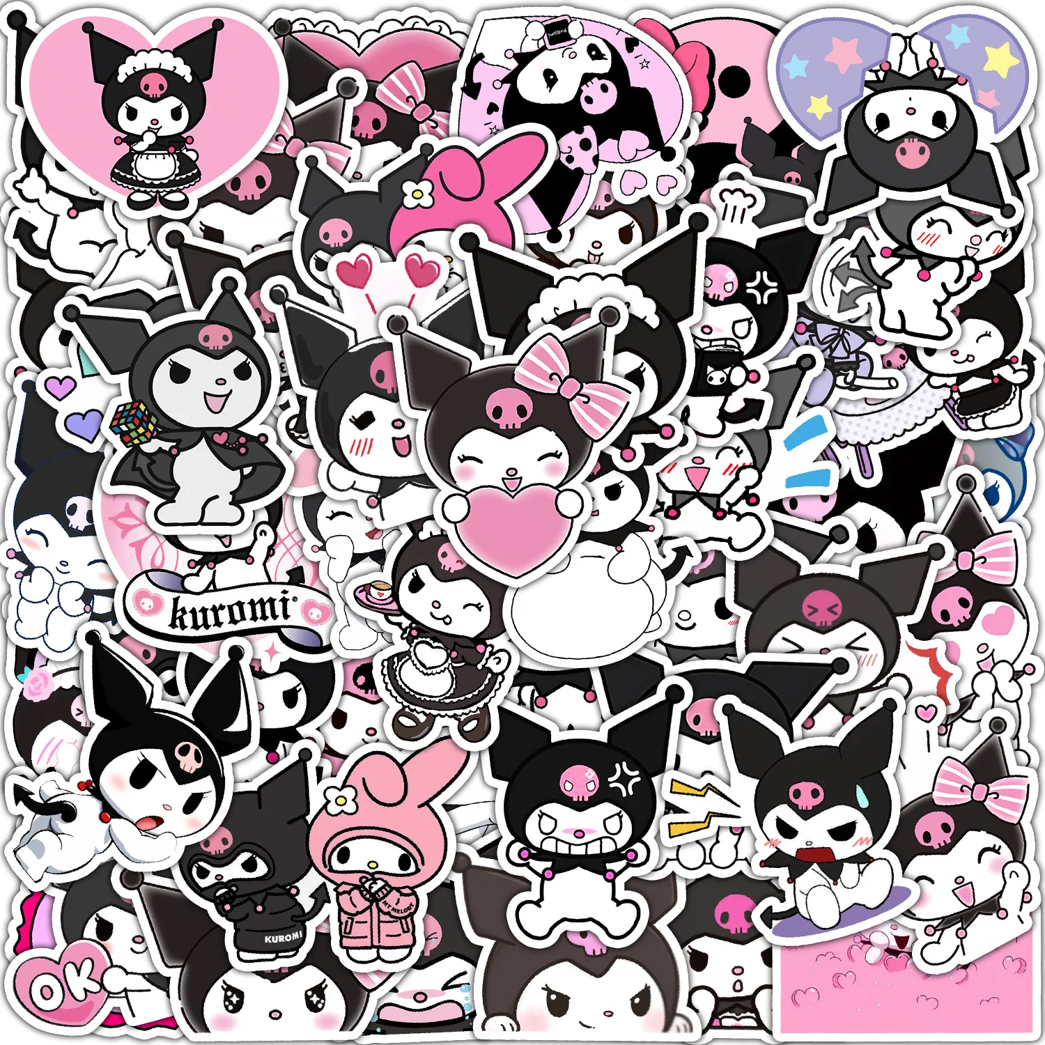 10/50/100Pcs Anime Kawaii Kuromi Stickers for Laptop Guitar Suitcase Motorcycle Graffiti Waterproof Sticker Decals for Kids Toys