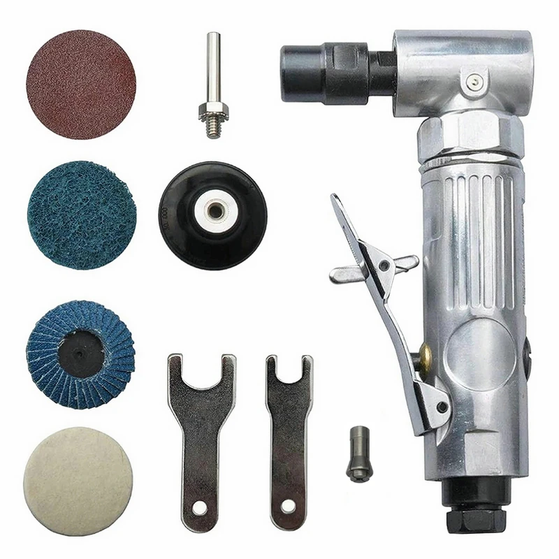 

Pneumatic Grinding Set Right Angle Die Grinder 0.3HP Motor 1/4 1/8 Chuck Adjustable Speed Pneumatic Angle Grinder