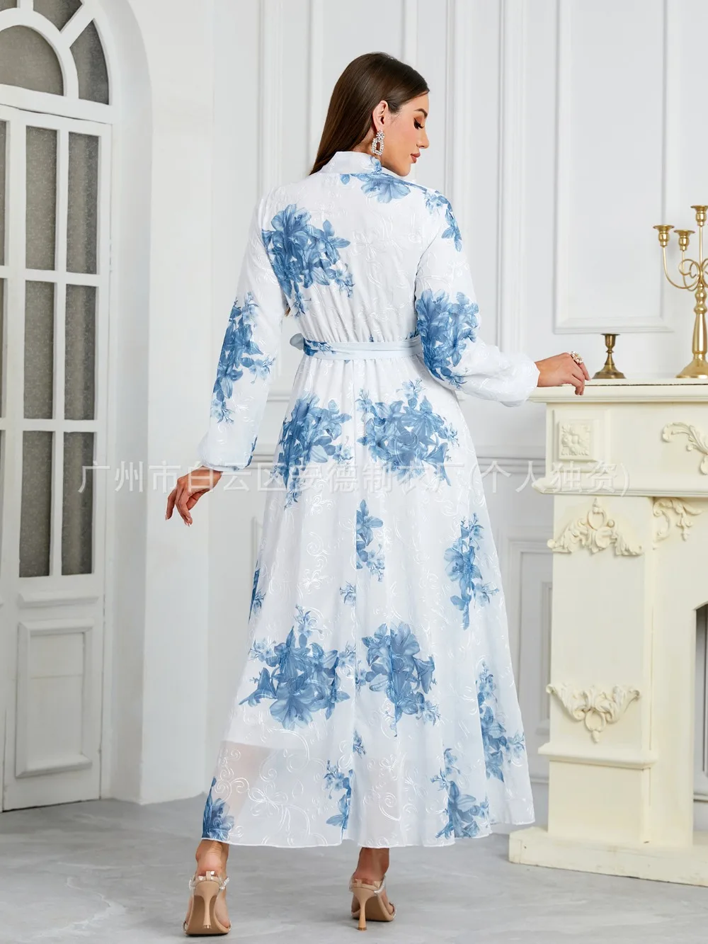 Vestido musulmán para mujer, Abaya de fiesta, Ramadán, Eid, estampado, Vestidos con cordones, vestido largo árabe, caftán marroquí de Dubái, Vestidos islámicos Jalabiya