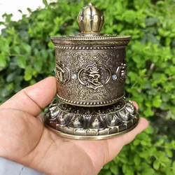 Tibetan Buddhist Handcrafted Prayer Wheel Wall Hanging Nepal Om Mani Mantra Copper Held Prayer Wheel  Tibetan Prayer Wheel for