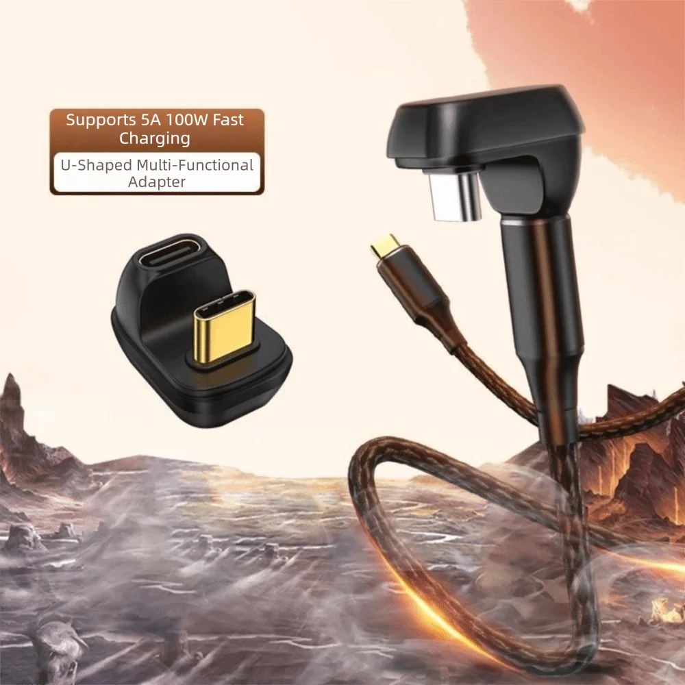 180 Degree Angle USB C Adapter Male to Female Male to Male USB C Converter 100W 10Gbps Fast Data Type C Adapter