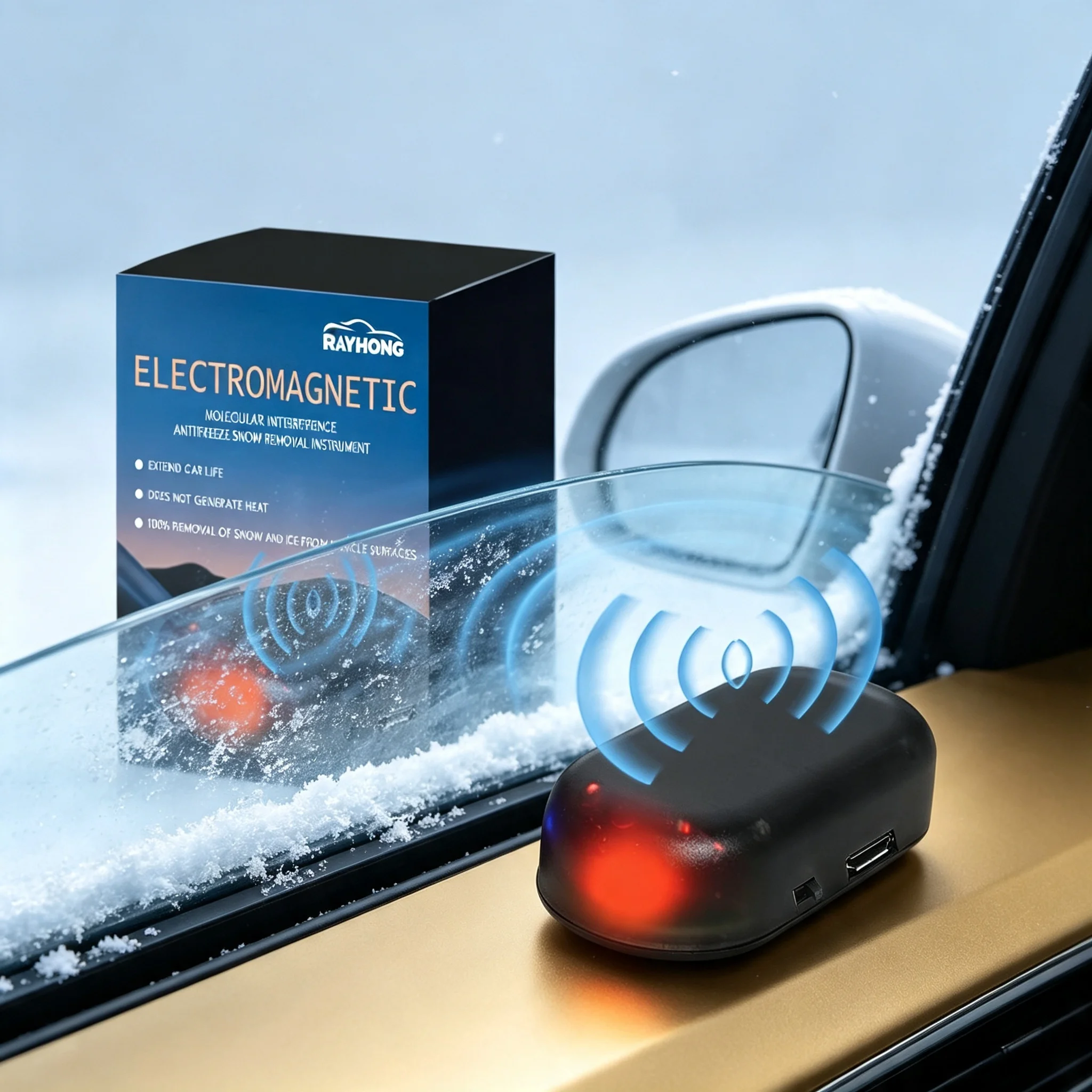 Mini Portable Electromagnetic Car Snow Removal Tool Fast Windshield Glass Deicer Snow Melter Winter Car Accessories