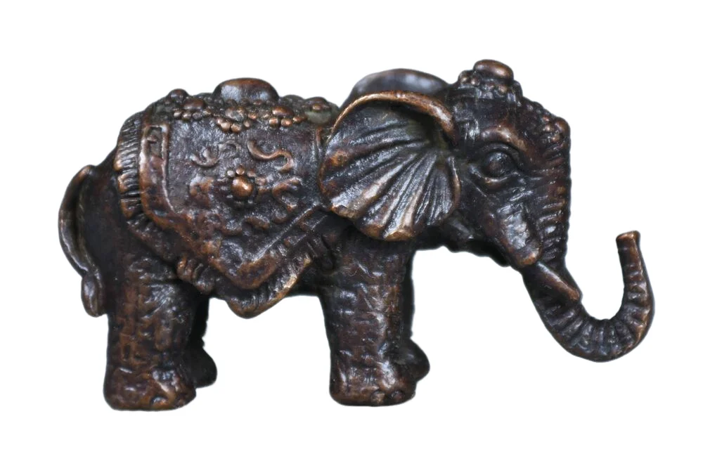 

6CM Rare Old China Copper Feng Shui Luck Elephant statue