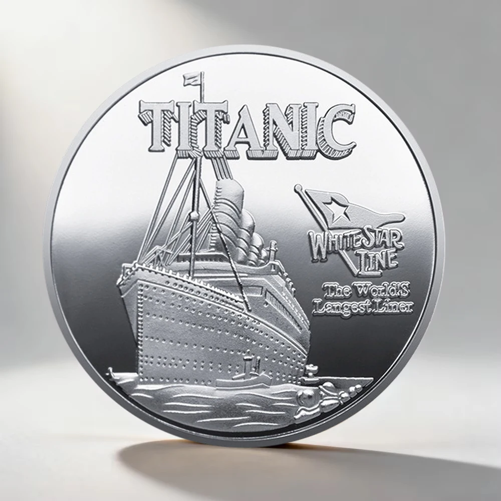 White Star Line Titanic Silvery Plated Collectible Coin The World's Largest Liner Commemorative Coin Home Decoration