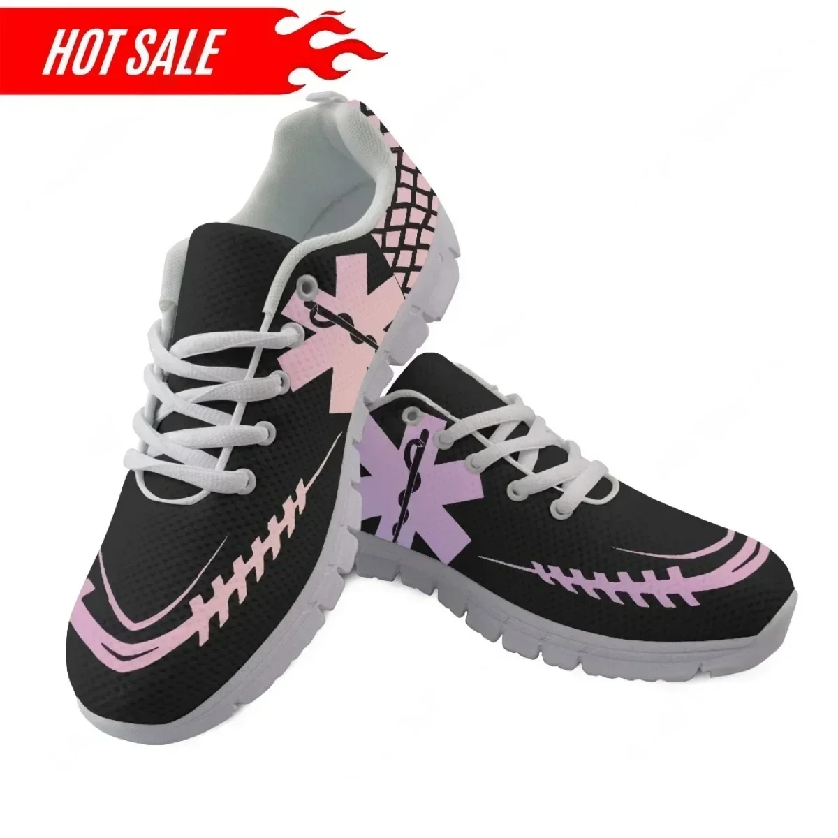 

New Fashion Gradient Color Women Nursing Shoes Lace Up Winter Spring Comfortable Walk Shoe Paramedic EMT EMS Design Mesh Sneaker