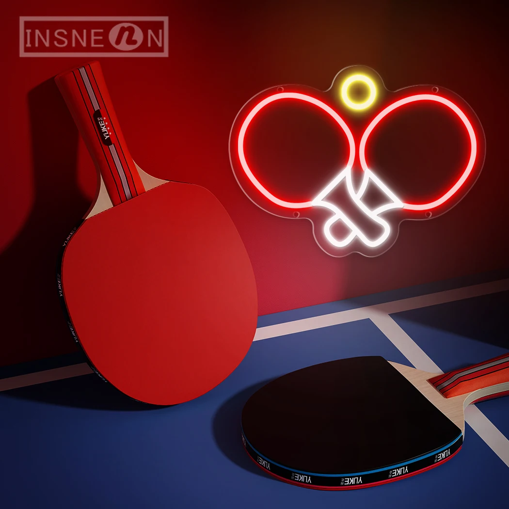 Insegne al neon da ping pong Insegna commerciale a LED per luci al neon per la decorazione della parete della stanza della gioventù del club di ping pong della palestra dello stadio