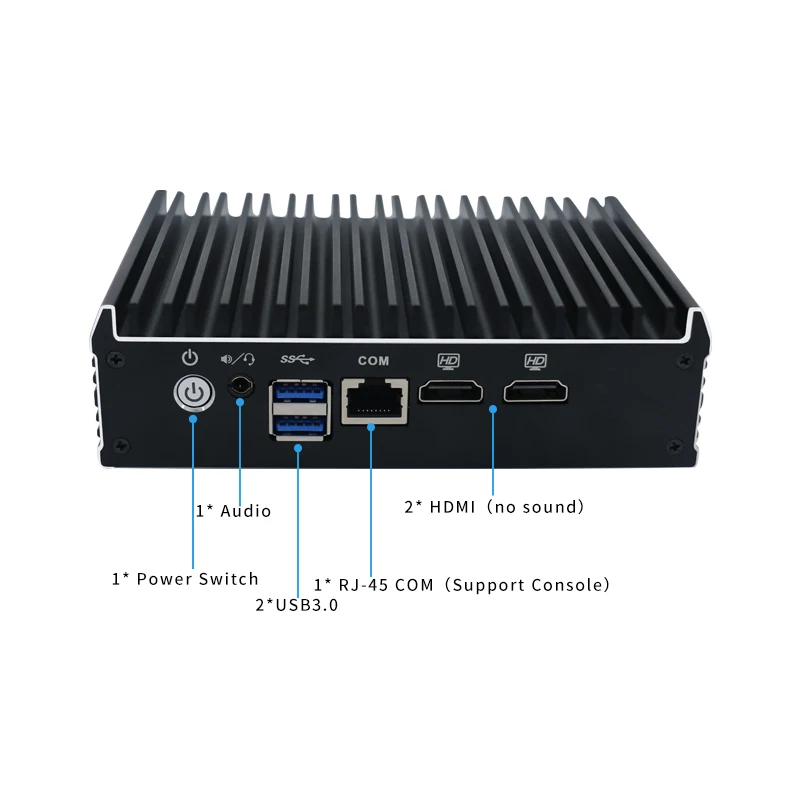 Yanling Intel Celeron J3160 Quad Core Fanless Mini PC 4 Gigabit LAN 2 * HD pfSense Firewall Apparaat AES-NI