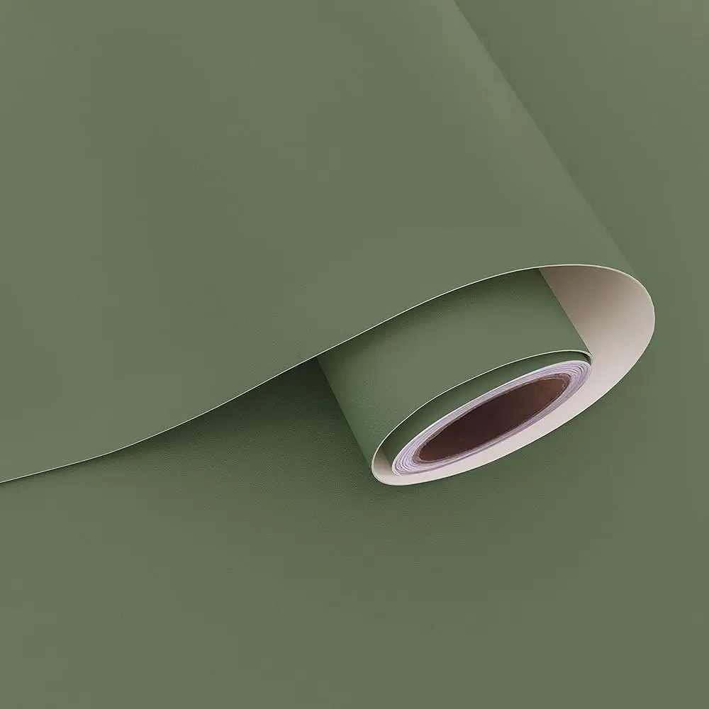 

32''X118'' Thi Sage Green Wallpaper Peel And Sti Green Contact Paper For Countertops Waterproof Self Adhesive Solid Green