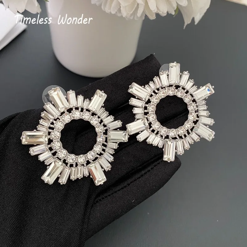 

Timeless Wonder Fancy Zircon Geo Floral Stud Earrings for Women Designer Jewelry Runway Gift Brincos Simple Style Top 3665