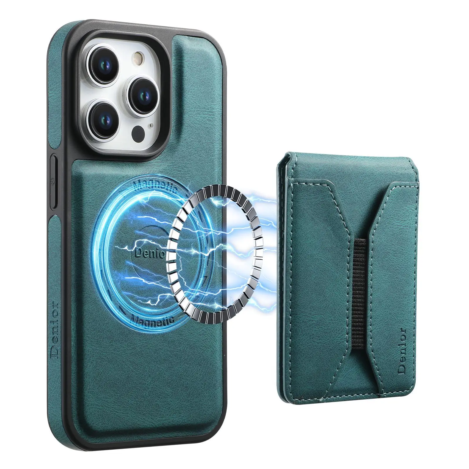 

case for iPhone 16 Pro max wireless charging phone case 15Plus magnetic suction two-in-one card holder bracket leather case