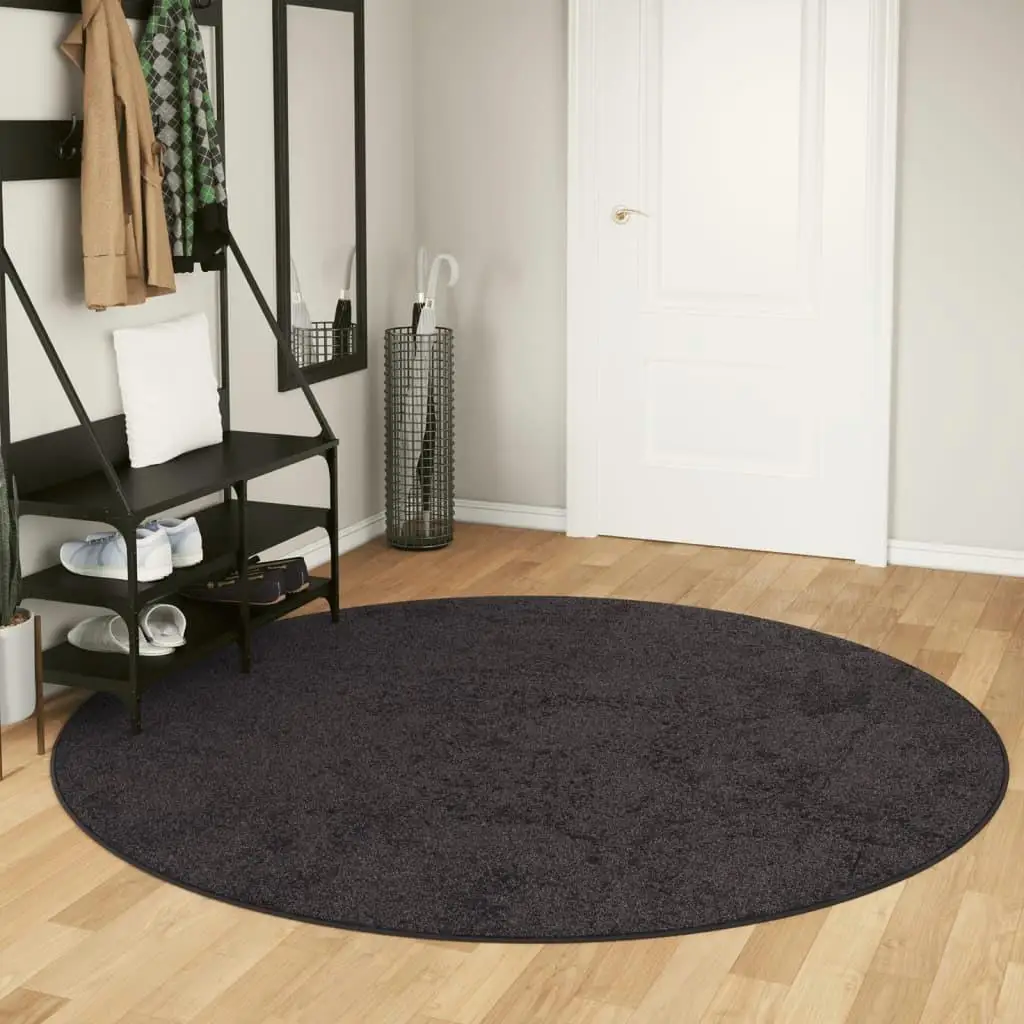 Washable Anthracite Rug 200 cm | Non-Slip Design for Home Decor