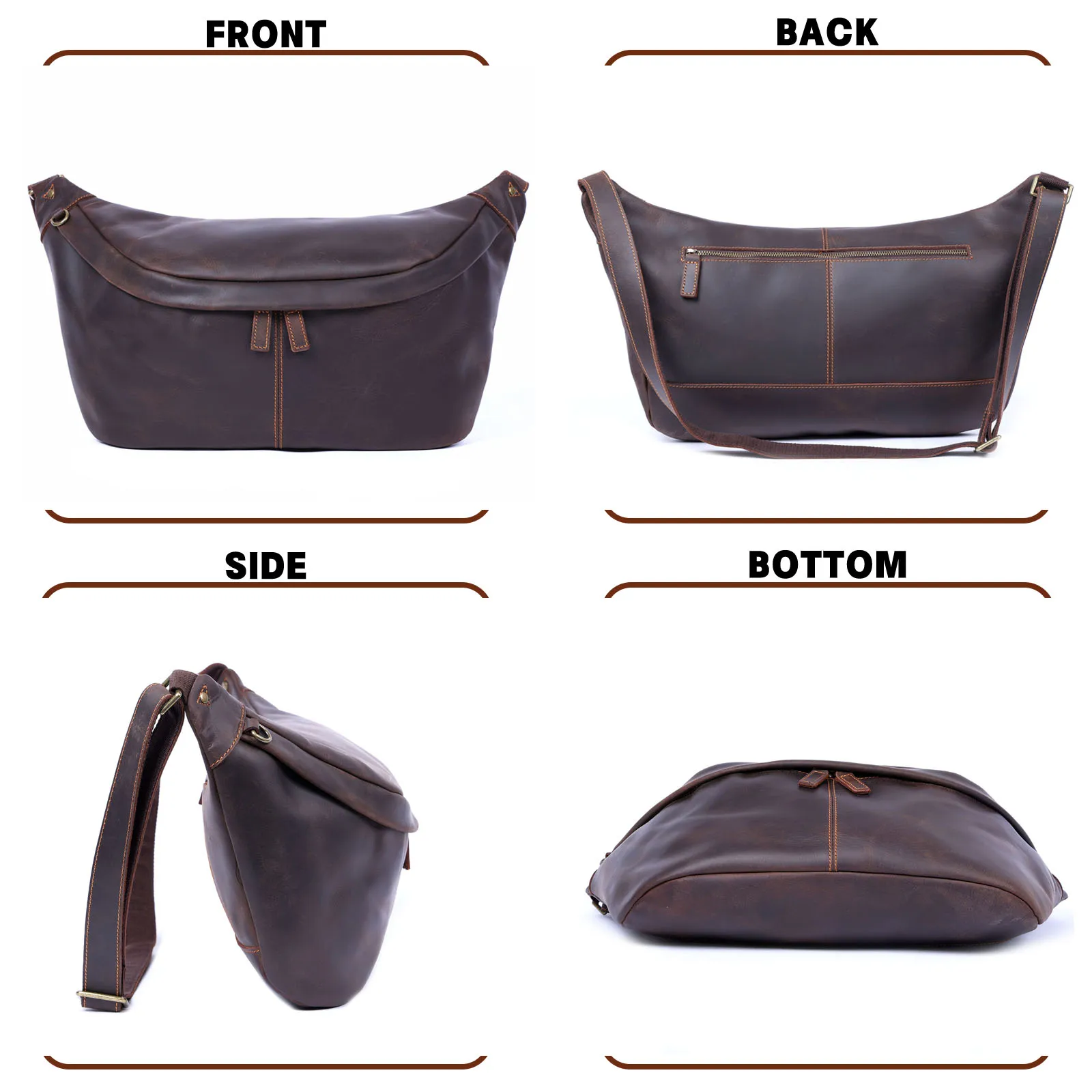 S.worker Vintage-Umhängetasche aus echtem Leder für Herren, große Kapazität, Brusttasche aus Vollnarbenleder, 14-Zoll-Crossbody-Tagesrucksack – Detail 6
