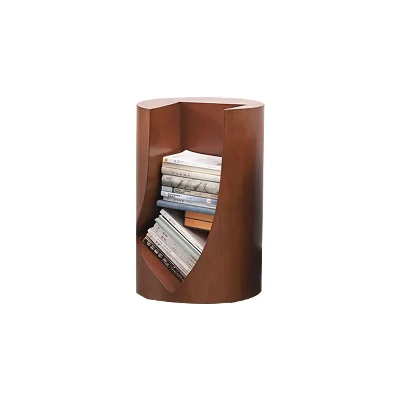 

0A book cabinet light luxury edge table, simple and creative, wooden pile storage bookcase, solid wood coffee table