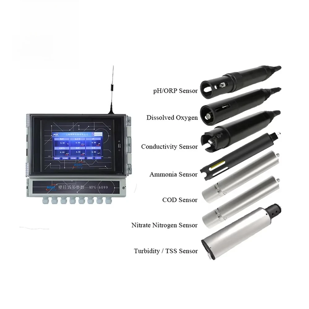 Online Wireless Model PH EC TDS Salinity Temp Meter Water Quality Meter 6-in-1 Multifunction Smart Display Control for Aquarium