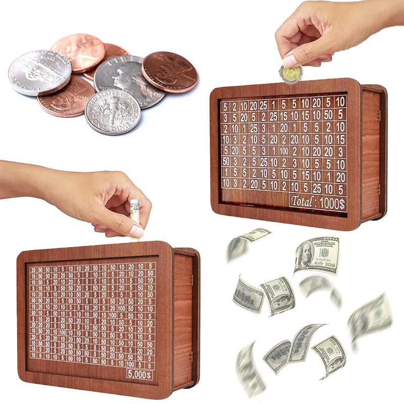 Cash Box With Counter Wooden Counter Piggy Bank Saveing Kids Adults Cash Box Save Money Cashier Drawer Organizing Crafts Home