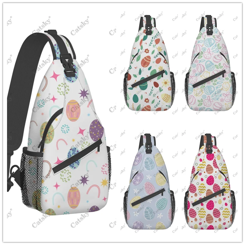 

Easter Eggs Pattern Men's casual slanted shoulder bag chest bag large capacity printed sports storage women crossbody bag